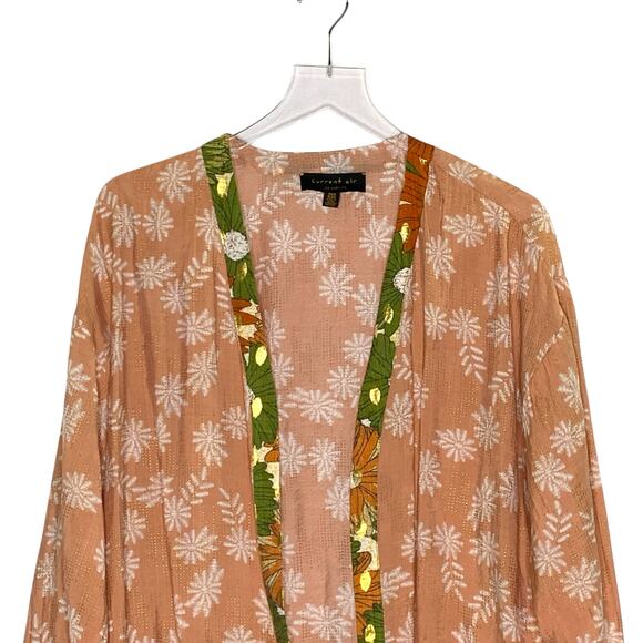 Current Air OS Daisy Shine Cocoon Kimono Long Duster Topper Boho Hippie - Picture 5 of 11